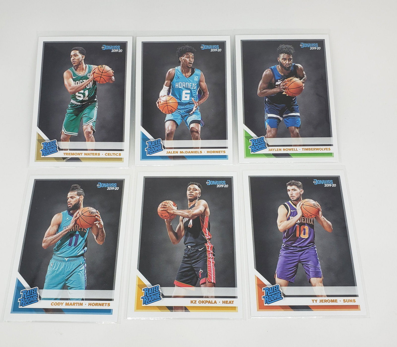 2019-20 PANINI DONRUSS BASKETBALL RATED ROOKIES: 6 RATED ROOKIES WITH CODY MARTIN HORNETS, TREMONT WATERS CELTICS AND JYLEN NOWELL TWOLVES