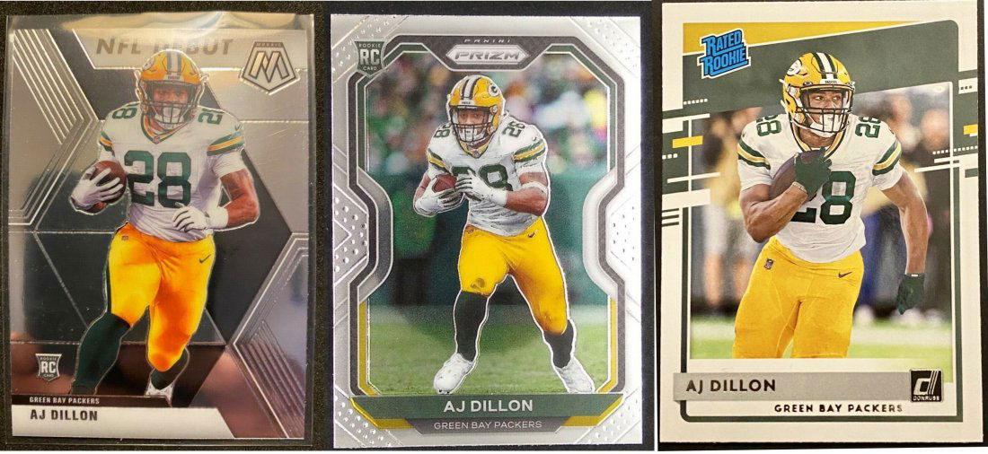 Lot of 3-AJ Dillon Green Bay Packers rookie cards (1 of 1)