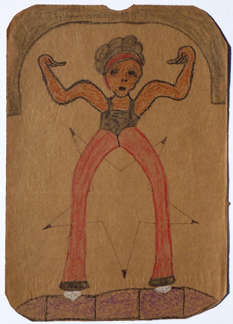 Lewis Smith Outsider Art: WOMAN, B BALL PLAYER (1 of 2)