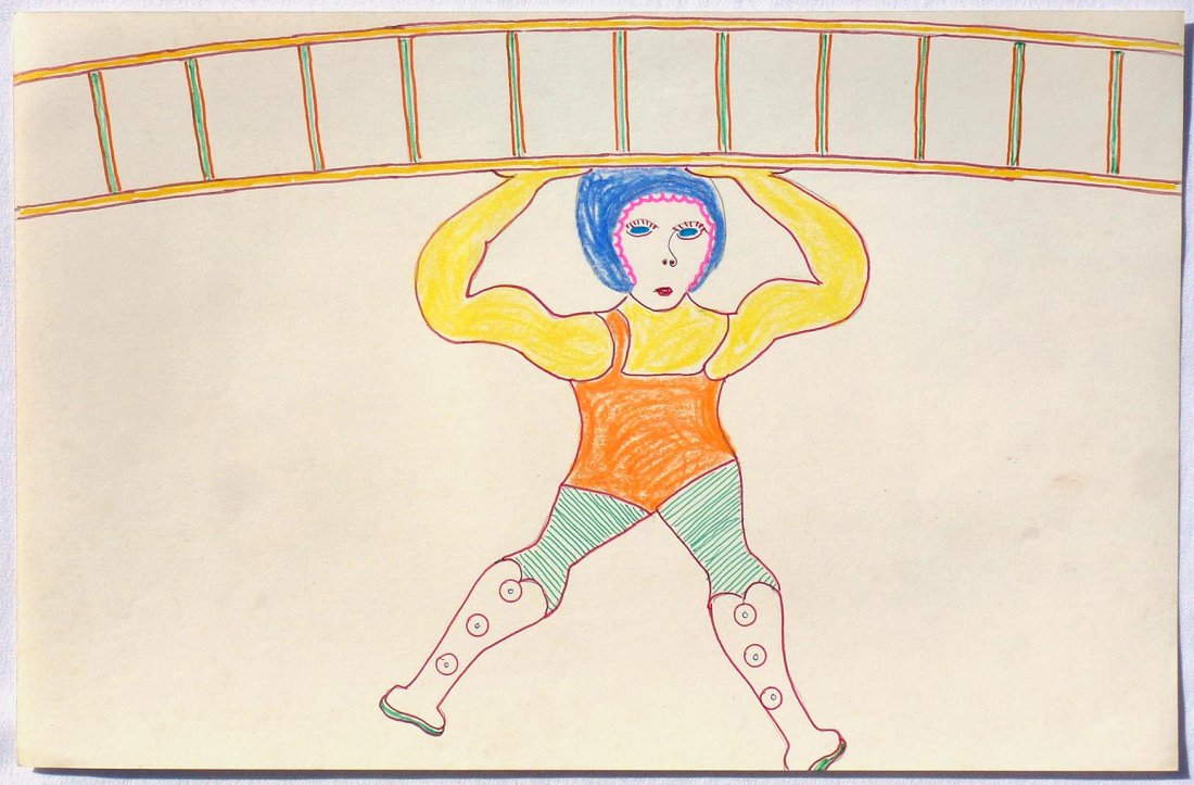 Lewis Smith Outsider Art: Woman with Ladder (1 of 2)