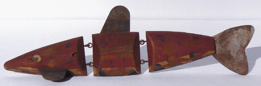 Unusual Folk Art fish decoy: jointed wood body (1 of 6)