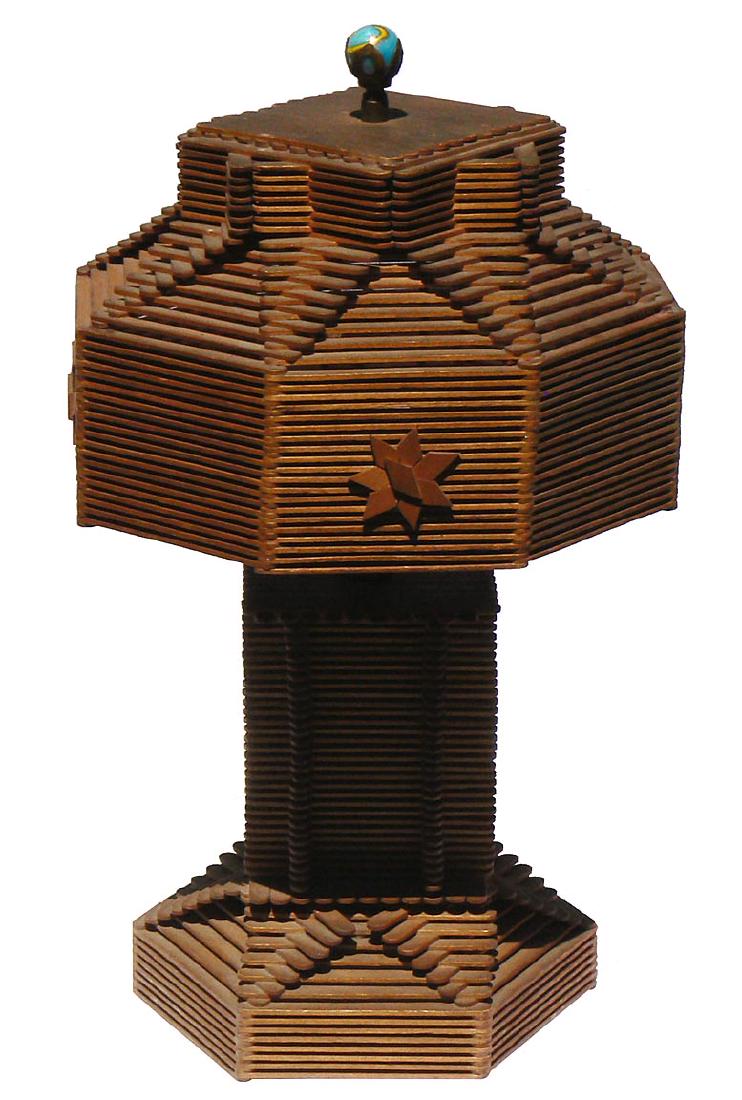 A  nice old Folk Art  popsicle stick lamp (1 of 9)