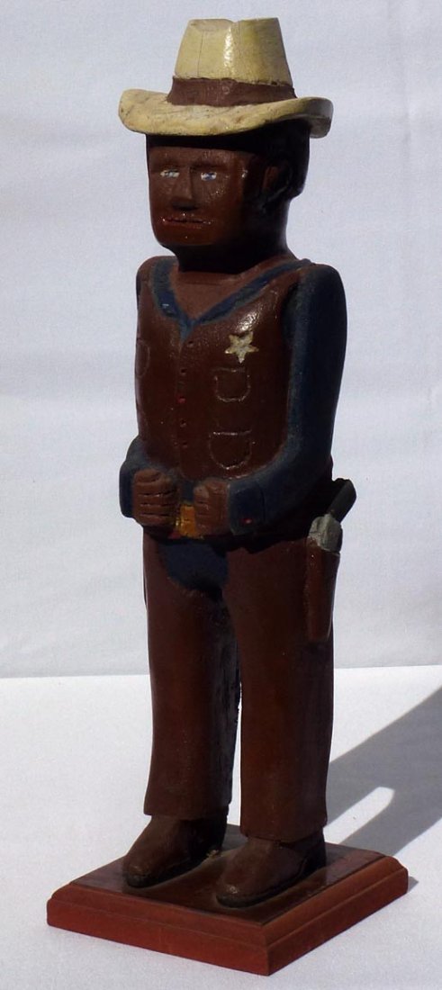 185 A painted wood carving of a western Sheriff. (1 of 8)