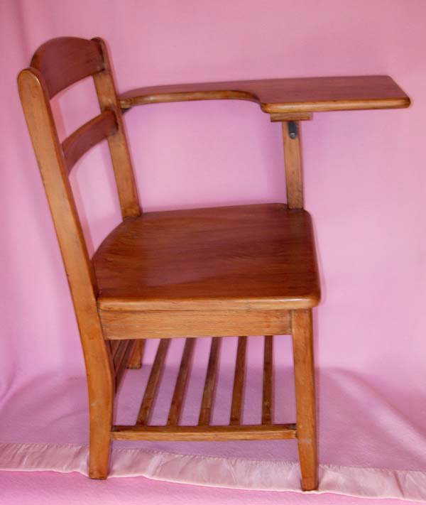 275 VINTAGE LEFTHANDED STUDENT OAK SCHOOL DESK