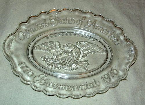 TWO BICENTENNIAL PLATES BY INDIANA GLASS CARNIVAL