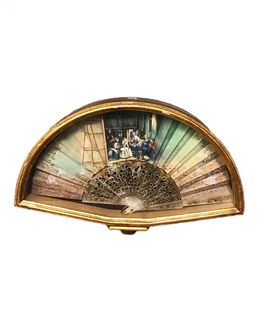 A Hand Painted Silver Gilt Hand Fan (1 of 4)