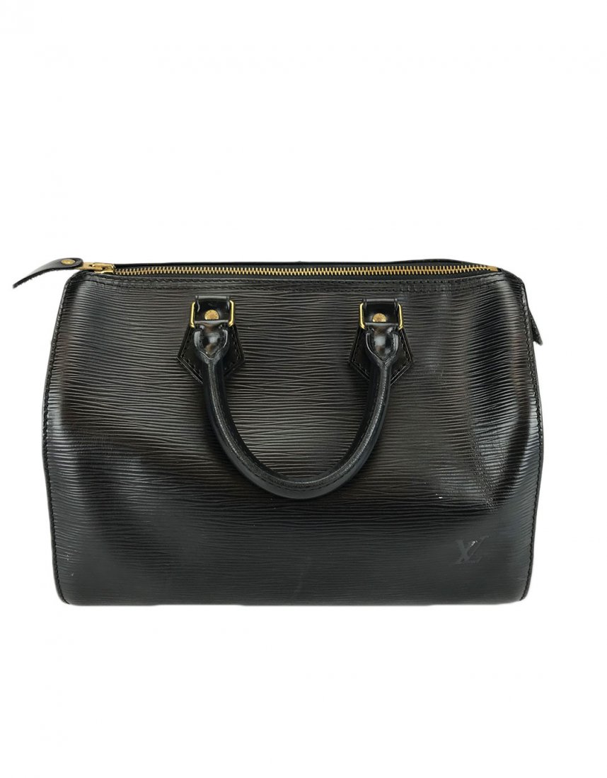 Louis Vuitton Speedy Noir Epi 25 Black Leather Handbag (1 of 9)