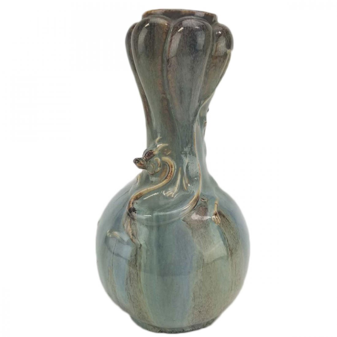A Blue-Brownish Flambe Dragon Garlic Head Vase (1 of 4)