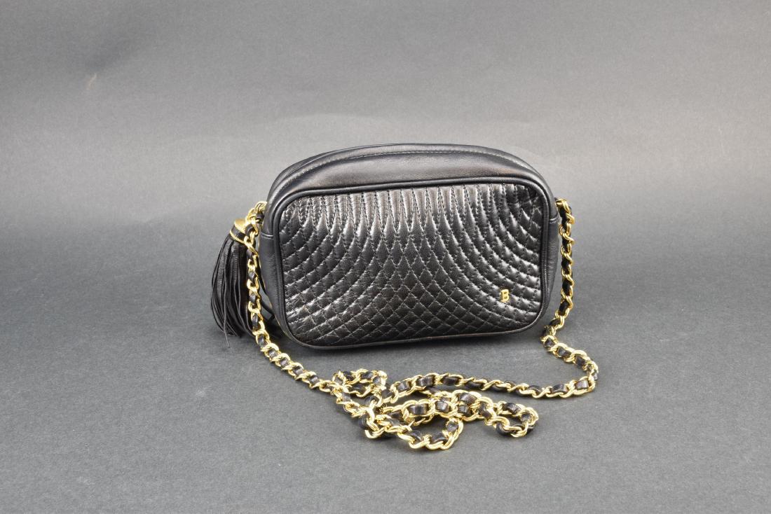 Bally Black Quilted Gold Chain Shoulder Purse: Bally Black Quilted Gold Chain Shoulder Purse Size: 8 in. (20.3 cm) W x 2.5 in. ( 6.3 cm) D x 4.5 in. (11.5 cm) H