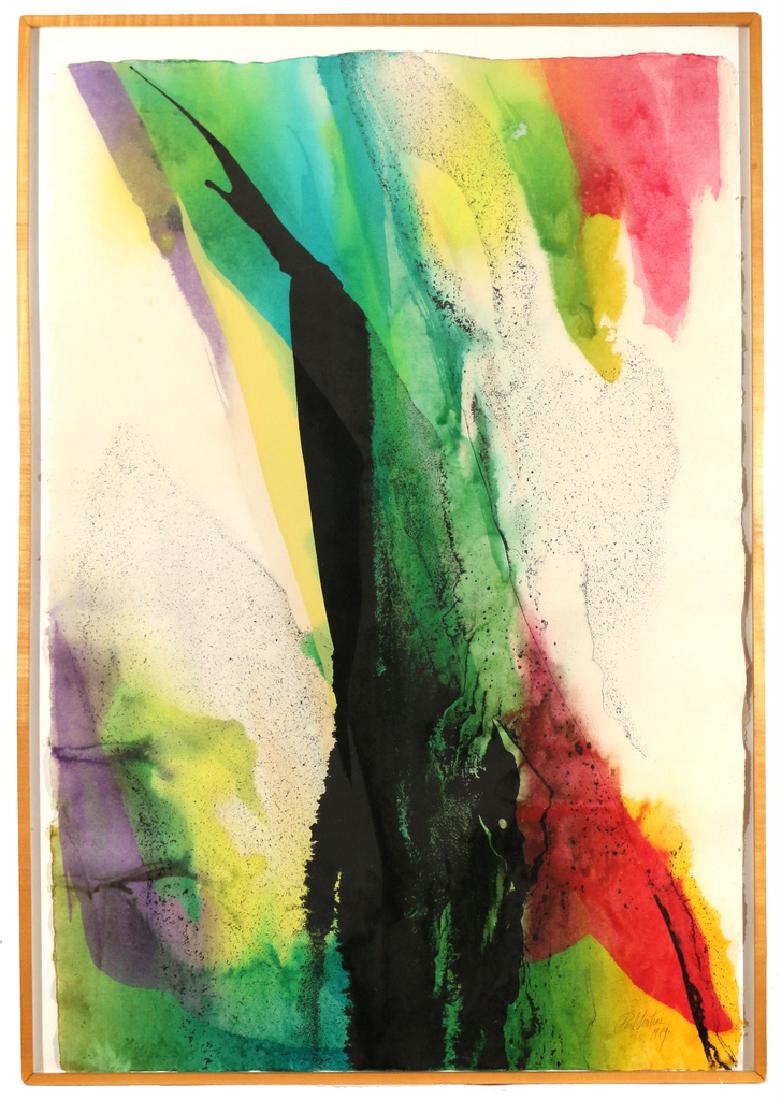 PAUL JENKINS (American, 1923-2012): Katherine Wheel, 1979 screen monotype with lithography on Duchene handmade paper, signed and dated lower right, published by Tyler Graphics Ltd., Mount Kisco, NY, with label on back reading â€œimp