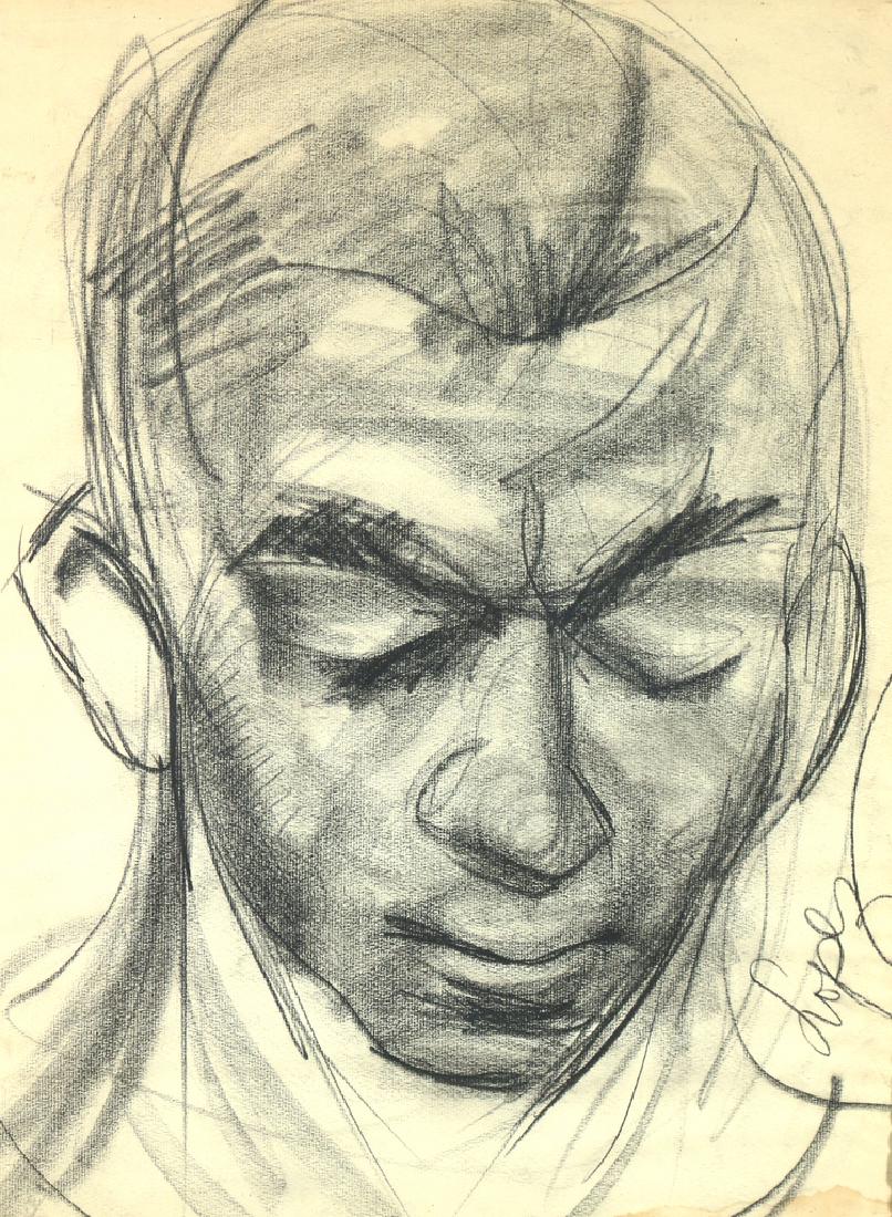 [PORTRAIT OF HINES] ANTONIO LOPEZ (1943-1987): Portrait of a Felrath Hines signed 'Lopez' lower right graphite on paper h. 22 w. 17 in. Provenance: The collection of Dr. Laura Hines, former wife of Felrath Hines Condition: water stain bottom right