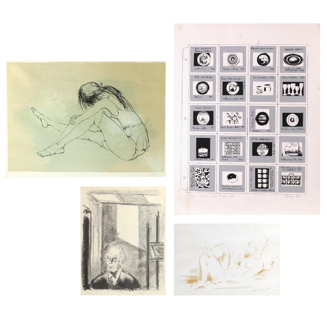 (4pc) MODERNIST LITHOGRAPHS: including: JAN DE RUTH (American/Czech, 1922-1991), lithograph of a reclining nude woman, 10 x 14-1/2 in. (sight), ed. 108/150, signed lower right; JEAN JANSEM (1920-2013), lithograph of a reclining f