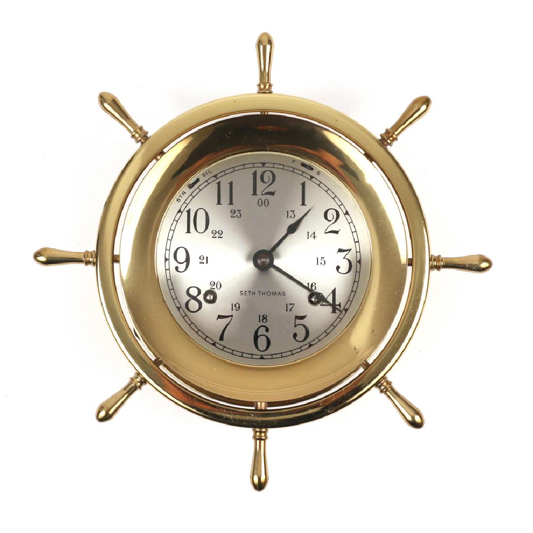 SETH THOMAS BRASS SHIP'S CLOCK: 20th Century w. 9 d. 3-1/4 in.