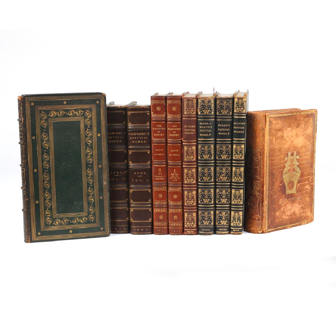 (10vols) [BINDINGS - MISC. POETRY]: including Love Poems of John Donne, Boston, 1905, in full gilt-tooled leather by the Rose Bindery; A Collection of Psalms and Hymns for Christian Worship, 24th Edition, Boston, 1838, embossed and gilt