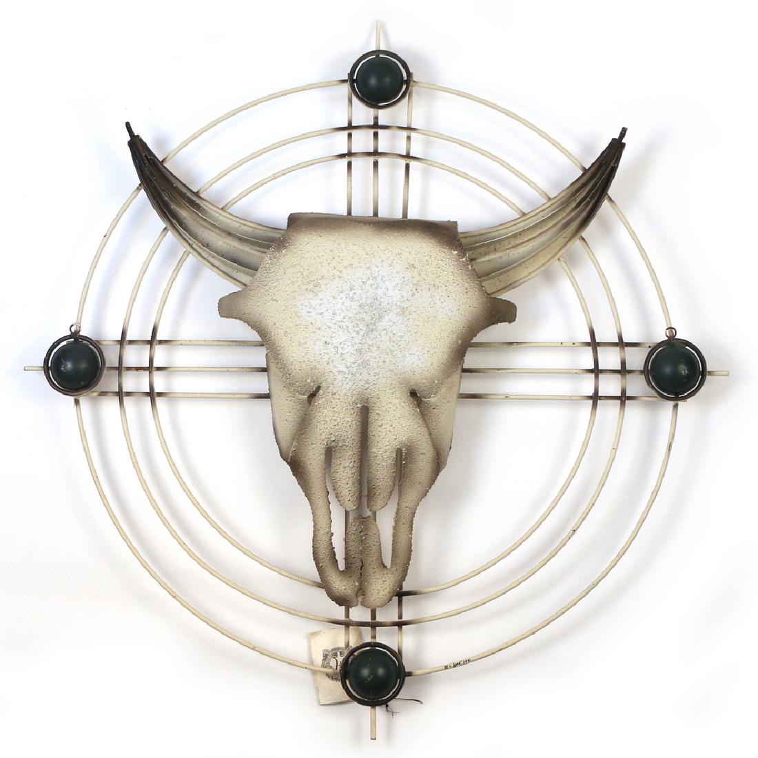 CURTIS JERE 'LAKOTA SHIELD' WALL SCULPTURE: enameled metal, signed 'C. Jere', with Artisan House tag bearing title h. 35 w. 35 in.