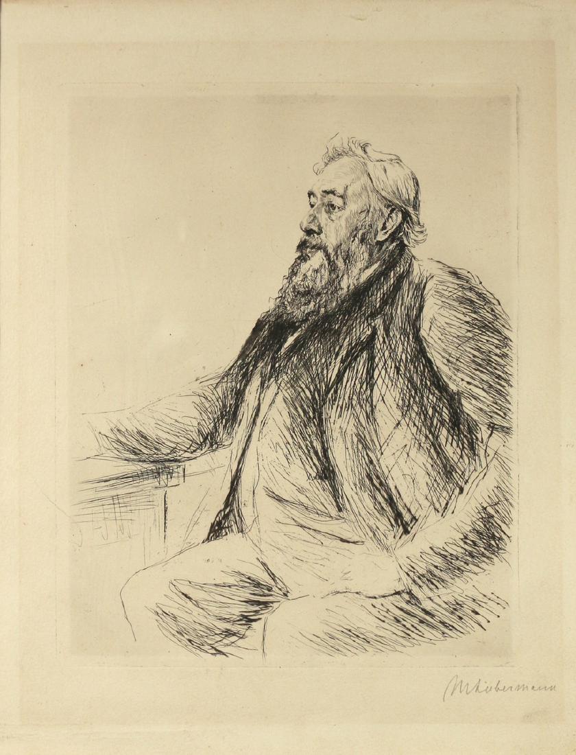 MAX LIEBERMANN (German, 1847-1935): PortrÃ¤t Justus Brinckmann, 1906, etching, 11-1/2 x 9-1/4 in. (plate), signed in pencil lower right Provenance: Estate of late Henriette Suhr