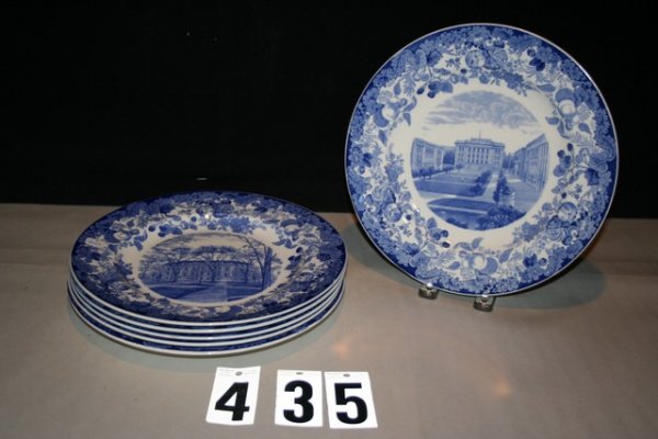 6 HARVARD BLUE & WHITE PLATES, 10 1/4": UNIVERSIT