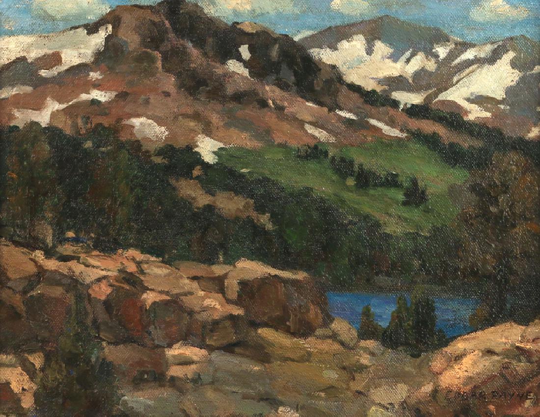 EDGAR ALWIN PAYNE (American, 1883-1947): Mountainous landscape oil on board h. 11-1/2 w. 15 in. overall: 18 x 21-1/2 in. signed 'EDGAR PAYNE' lower right, in a gilt carved frame Provenance: from a Waccabuc, NY estate