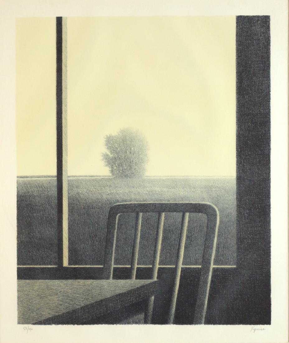 ROBERT KIPNISS (American, 1931-): Window color lithograph h. 17 w. 14 in. (plate) overall: 25-1/2 x 22 in. edition 58/90, signed and numbered lower margin, framed