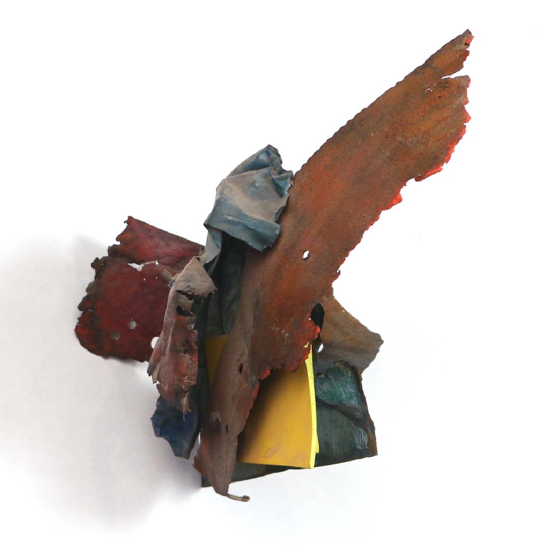 SUSAN MANSPEIZER (American, 20th Century): Untitled, 1989 enameled metal & wood h. 8 w. 10 d. 10 in. signed and dated on verso