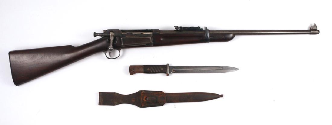 SPRINGFIELD 1898 KRAG CARBINE: A bolt action Springfield Krag Carbine plus a bayonet (bayonet does not fit gun)