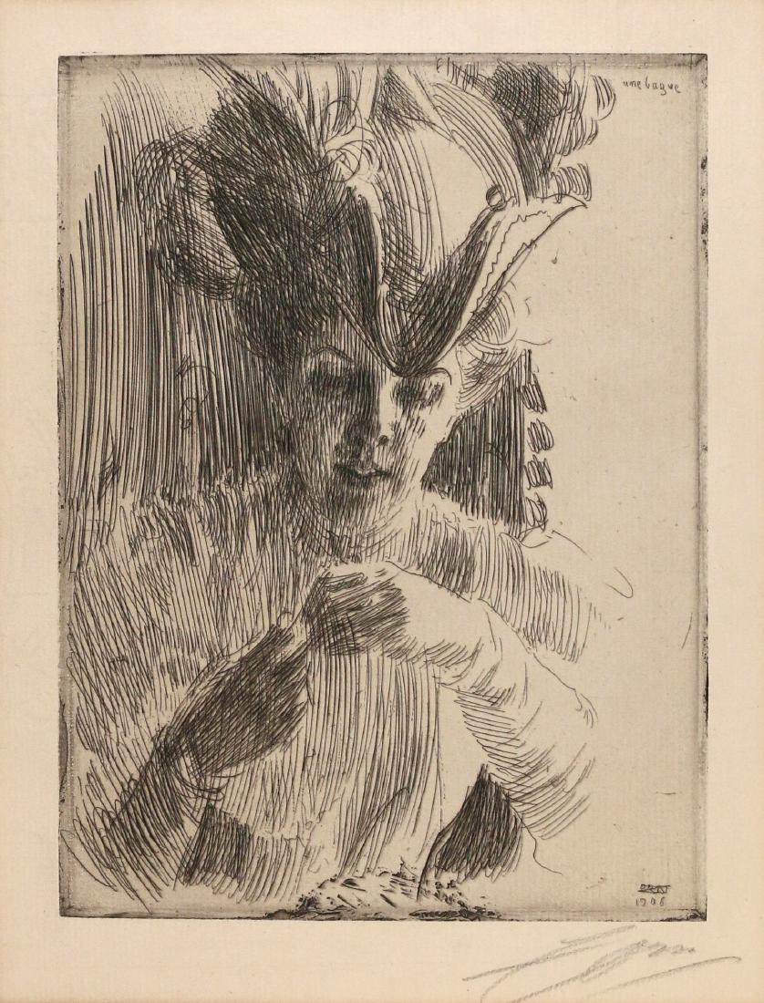ANDERS ZORN (Swedish, 1860-1920): A Ring (Une Bague), 1906 etching h. 8-1/4 w. 6-1/4 in. (plate) overall: 14-3/4 x 12-1/2 in. full margins (sheet measures 13 x 10 in.), signed in pencil lower right, framed Condition: mat toning, other