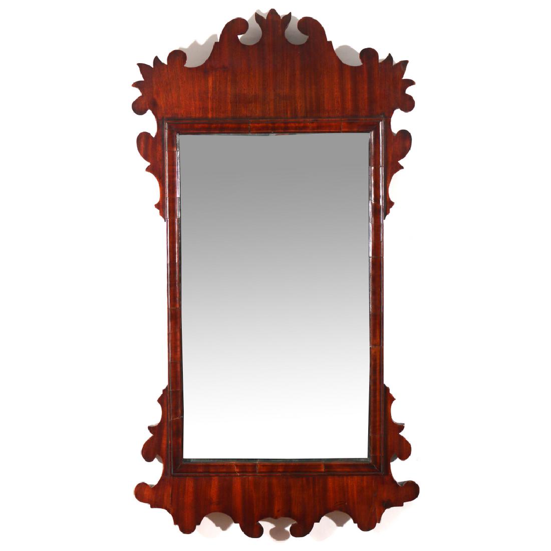 EARLY MAHOGANY FRETWORK WALL MIRROR: 18th Century_x000D_ AUCTION IN SITU ITEM: Please note this is available to view by appointment as it is stored externally to the saleroom h. 42 w. 22 in.