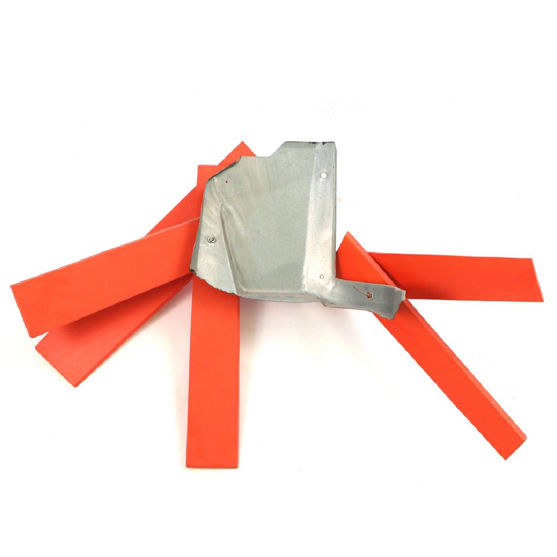 SUSAN MANSPEIZER (American, 20th Century): Untitled (red planks), 1988 mixed media sculpture h. 27 w. 35 d. 12 in. signed and dated