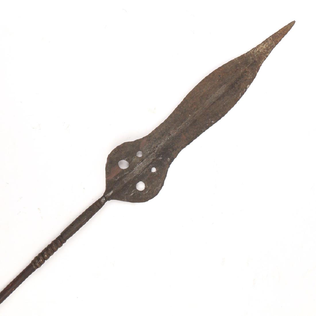 KUBA KINGDOM (CONGO) IRON SPEAR: with hollow iron shaft h. 68 in. Provenance: Estate of Hazel M. Weiner, Monroe, CT
