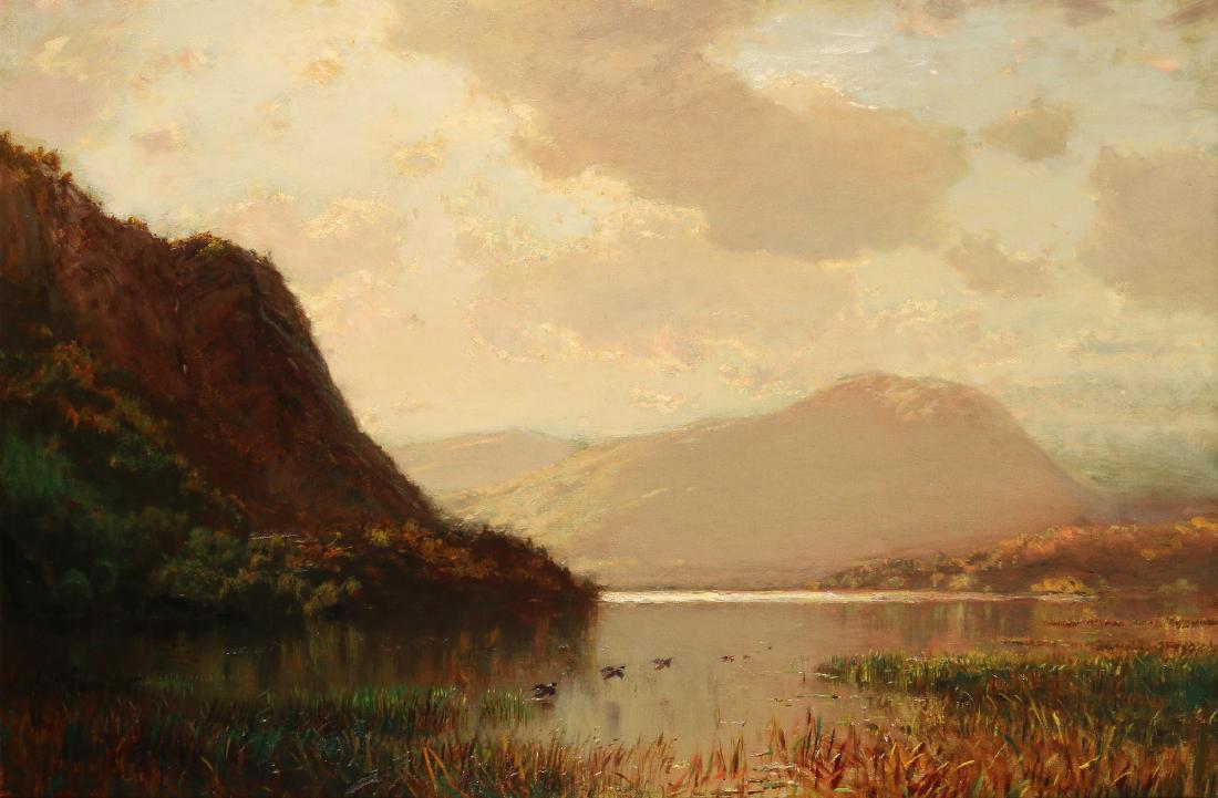 ARTHUR PARTON (American, 1842-1914): Lake George oil on canvas h. 20 w. 30 in. overall: 33 x 42-1/2 x 4 in. signed lower left, in a large gilt composition period frame
