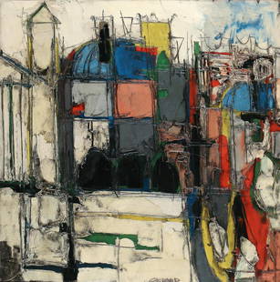 CLAUDE VENARD (French, 1913-1999): Venice, 1960 oil on canvas h. 29-1/2 w. 29-1/2 in. signed lower center, framed Provenance: Far Gallery, New York, NY (label on verso)