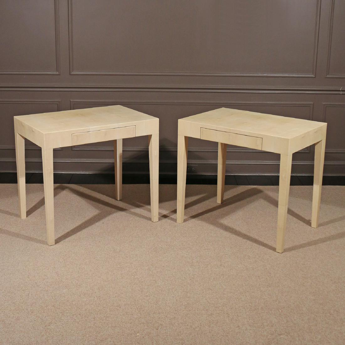 PAIR OF CONTEMPORARY GOATSKIN END TABLES (1 of 6)