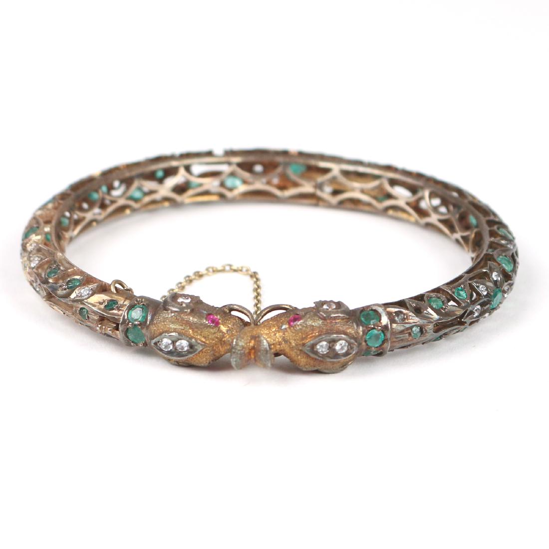 INDIAN EMERALD & DIAMOND HARD BRACELET (1 of 5)