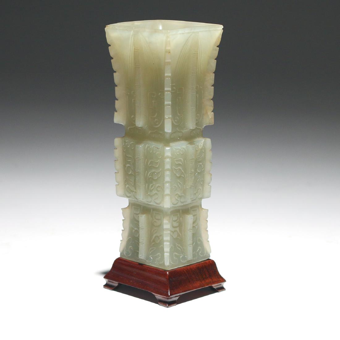 CHINESE CARVED JADE SQUARE GU OR CONG (1 of 6)