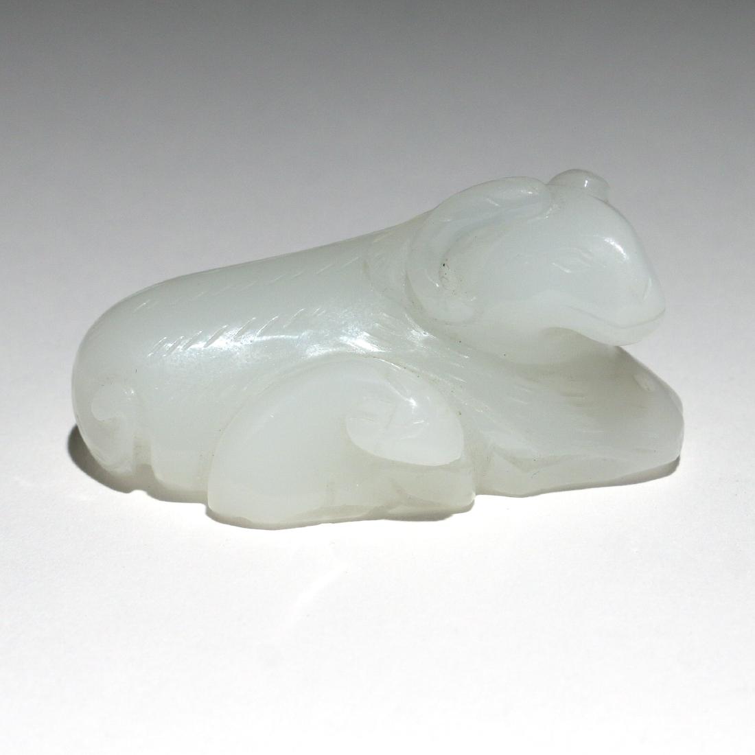 CHINESE WHITE HARDSTONE FIGURE OF A RAM (1 of 2)