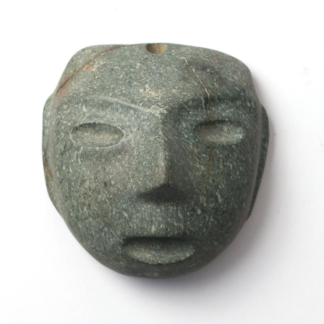 PRECOLUMBIAN GREENSTONE MASK PENDANT (1 of 5)