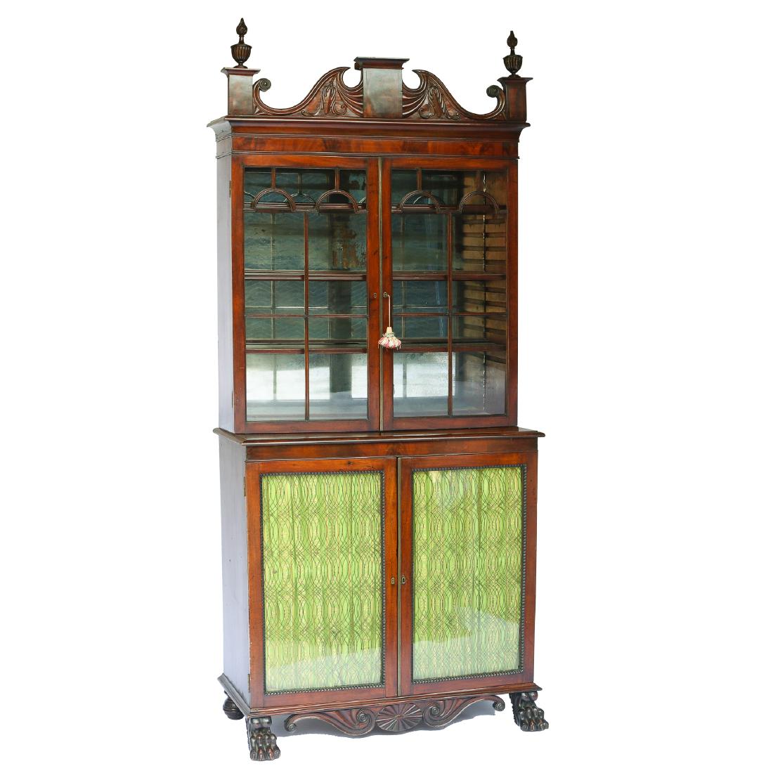 CLASSICAL MAHOGANY STEP-BACK BOOKCASE CABINET (1 of 4)