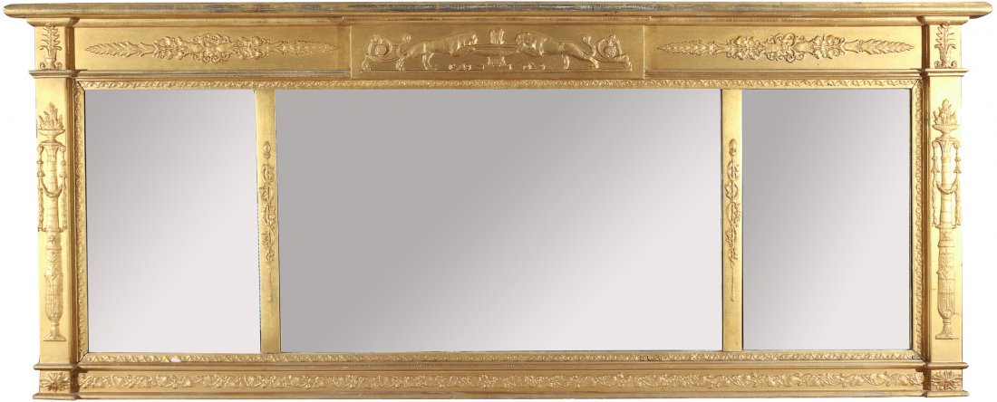 CLASSICAL STYLE GILT OVER-MANTLE MIRROR (1 of 4)