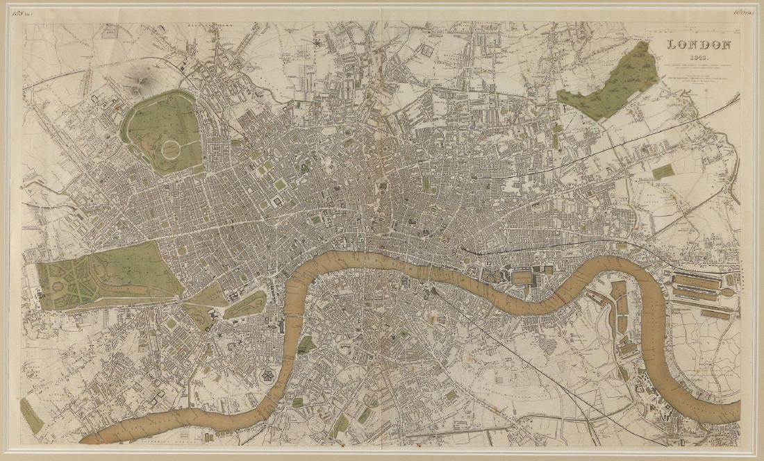 LARGE MAP OF LONDON, 1843 (1 of 7)