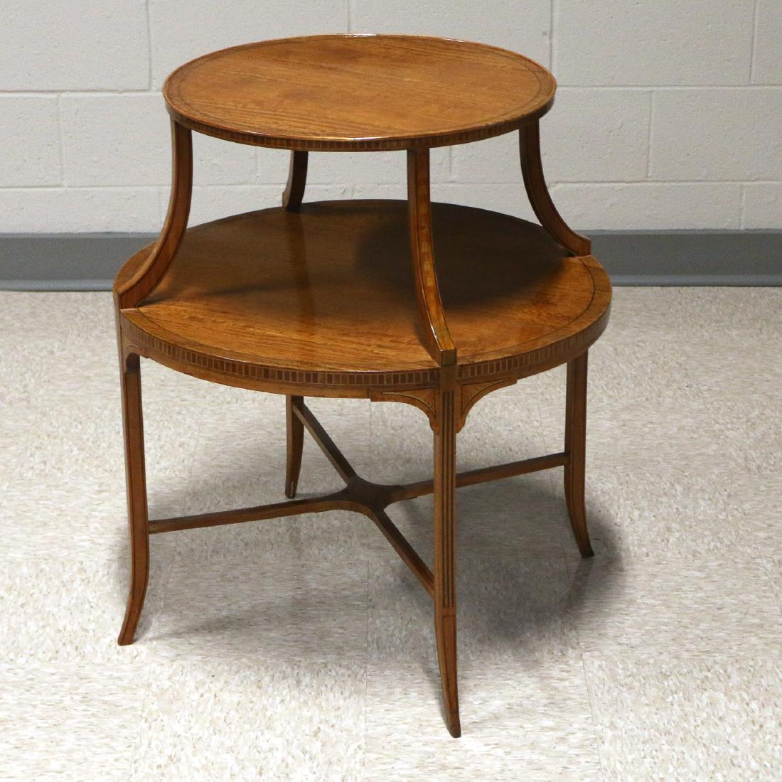 EDWARDIAN INLAID SATINWOOD TIERED ROUND TABLE (1 of 3)