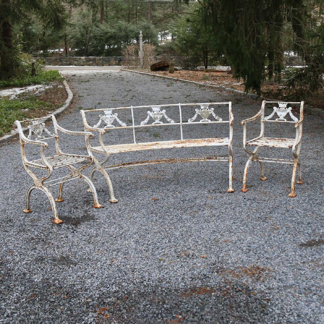 (3pc) NEOCLASSICAL CAST IRON GARDEN FURNITURE (1 of 6)