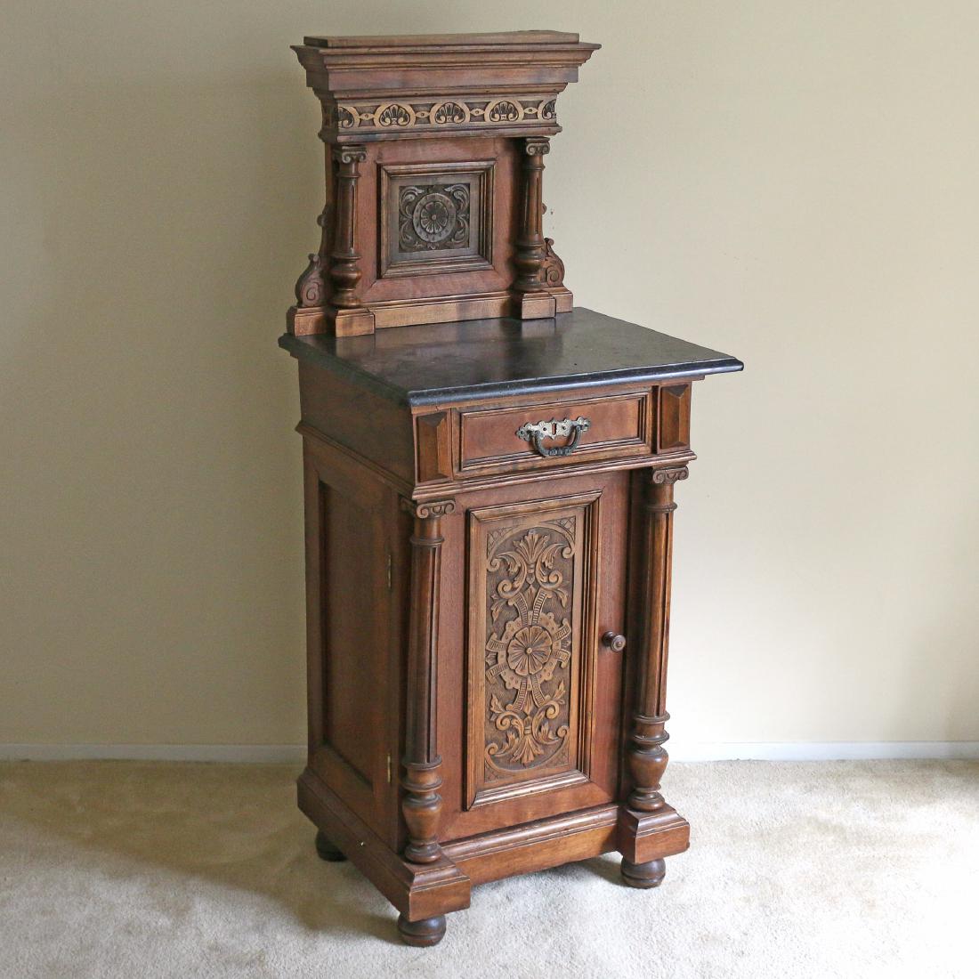 AESTHETIC PERIOD CARVED BEDSIDE TABLE (1 of 5)