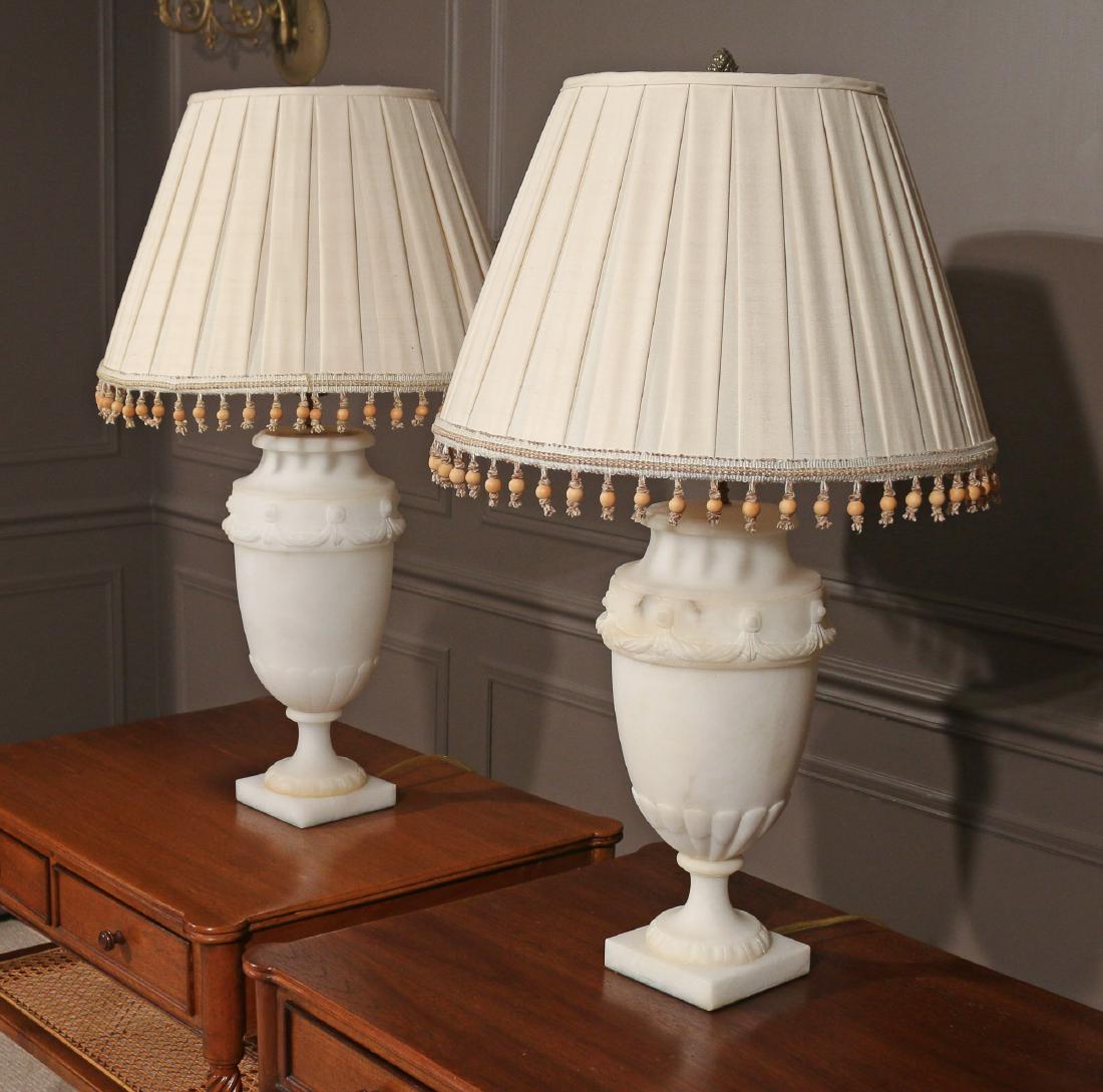PAIR ALABASTER TABLE LAMPS (1 of 3)