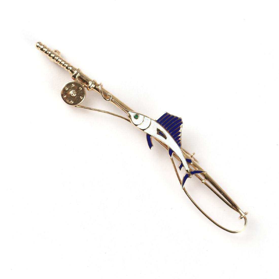 14K GOLD & ENAMEL SAILFISH PIN (1 of 2)