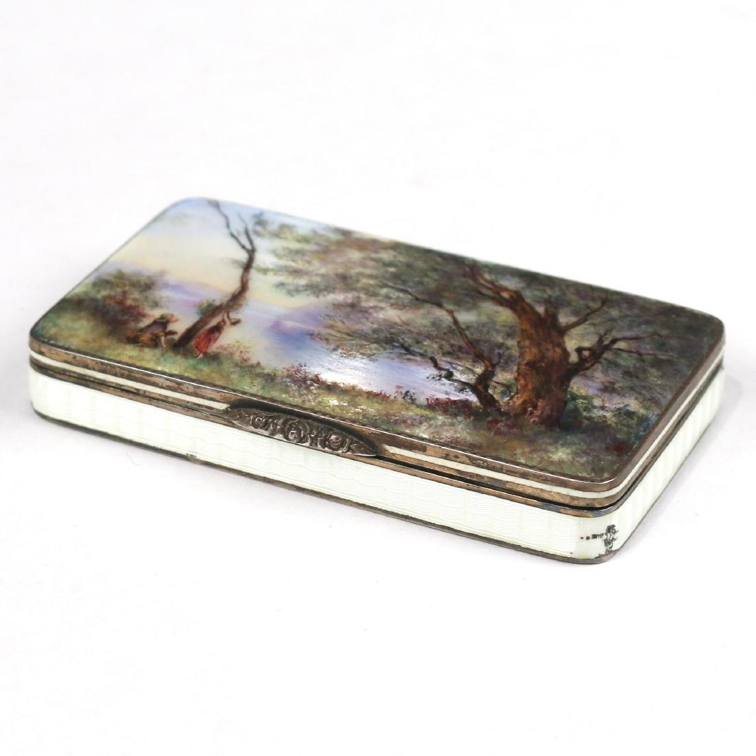 ANTIQUE ENAMEL SNUFF / PIN BOX (1 of 4)