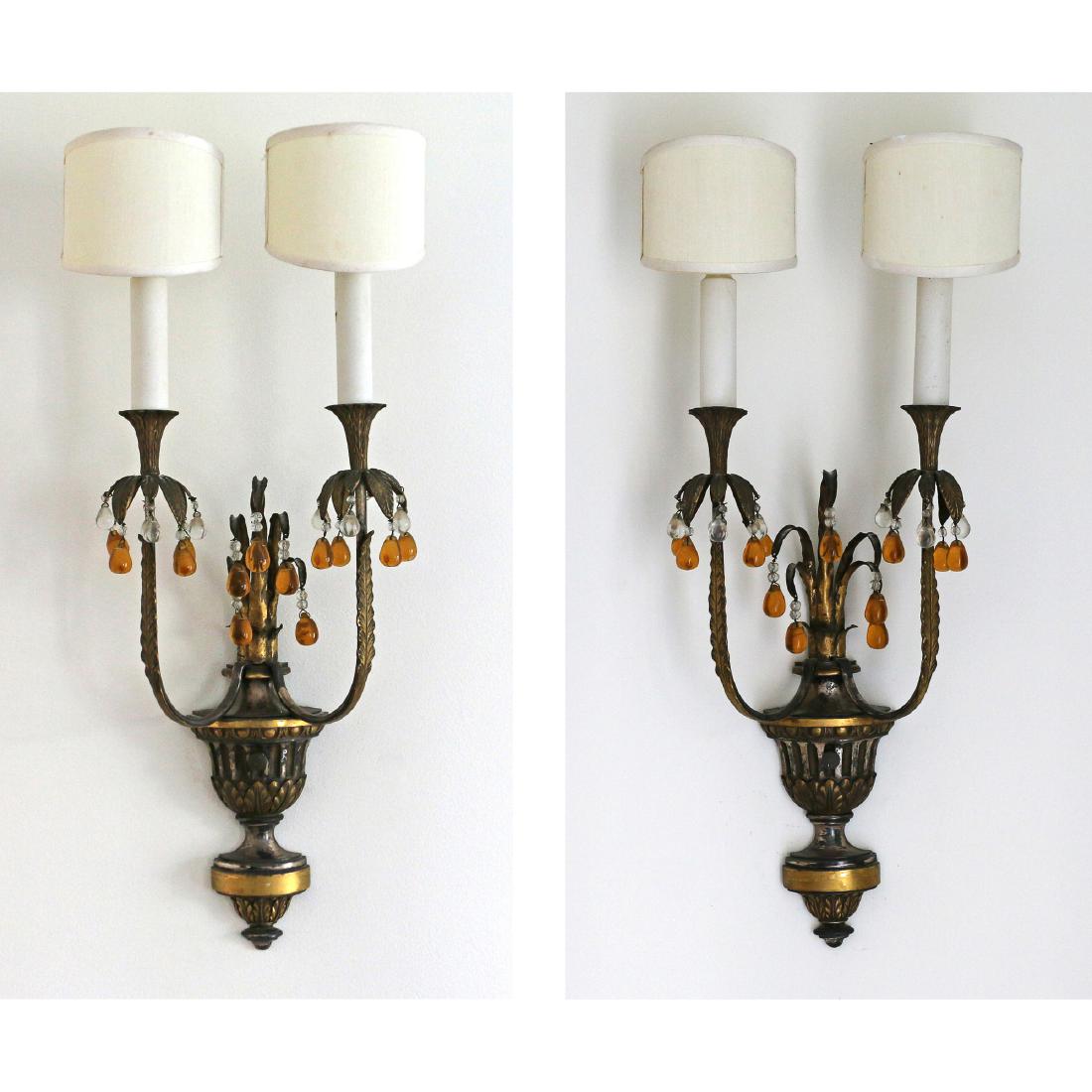 PAIR GILT-METAL TWO-LIGHT SCONCES (1 of 5)