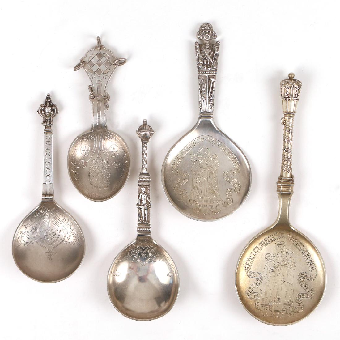 (5pc) CONTINENTAL SILVER SERVING SPOONS (1 of 8)