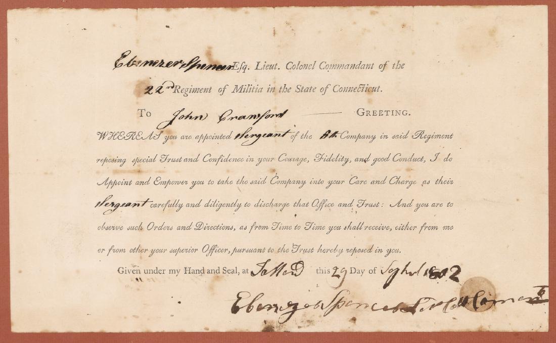EARLY CONNECTICUT MILITIA APPOINTMENT (1 of 4)