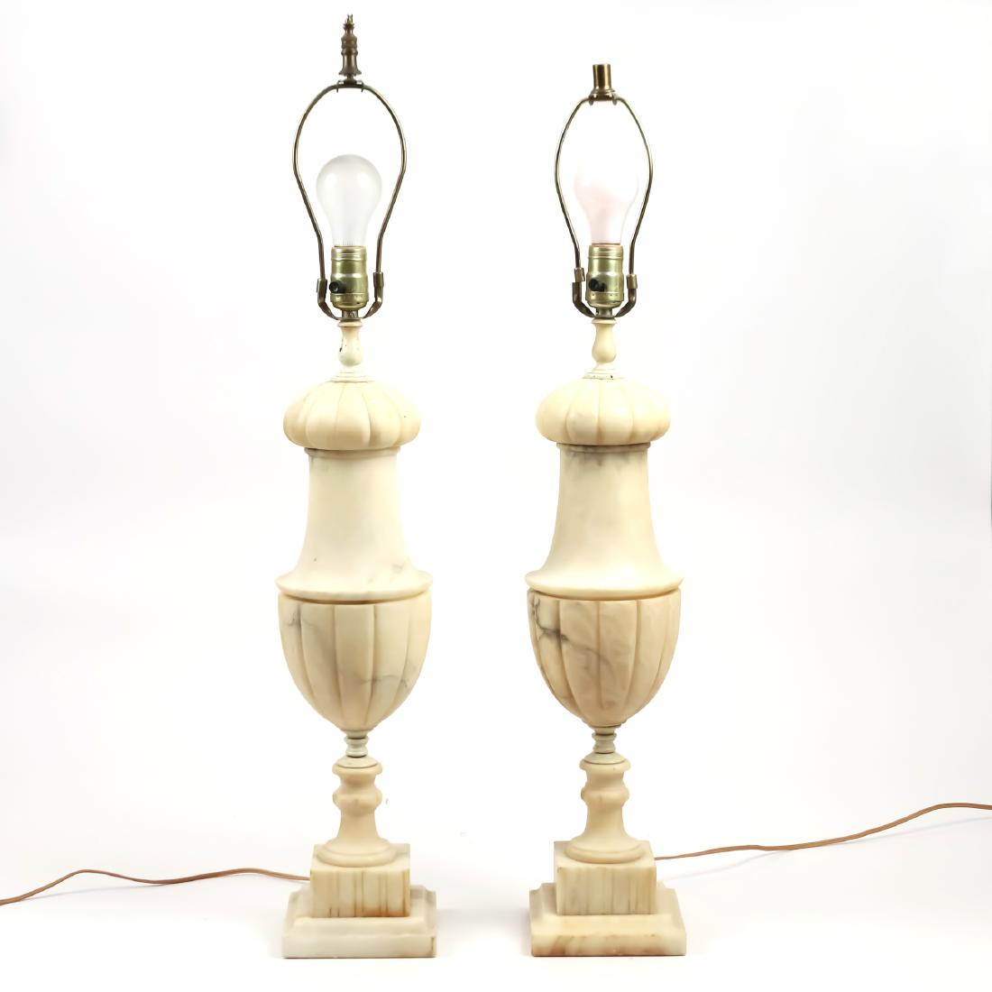 PAIR ALABASTER TABLE LAMPS (1 of 2)