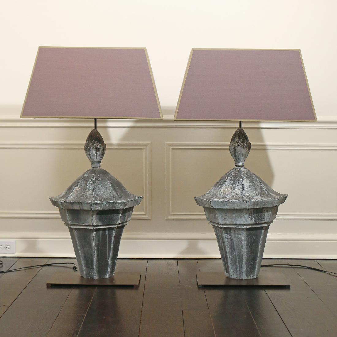 PAIR SPLIT TIN LANTERN TABLE LAMPS (1 of 3)
